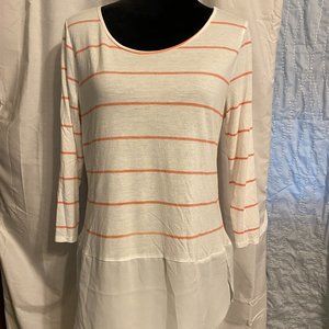 Sheer bottom long sleeve striped top